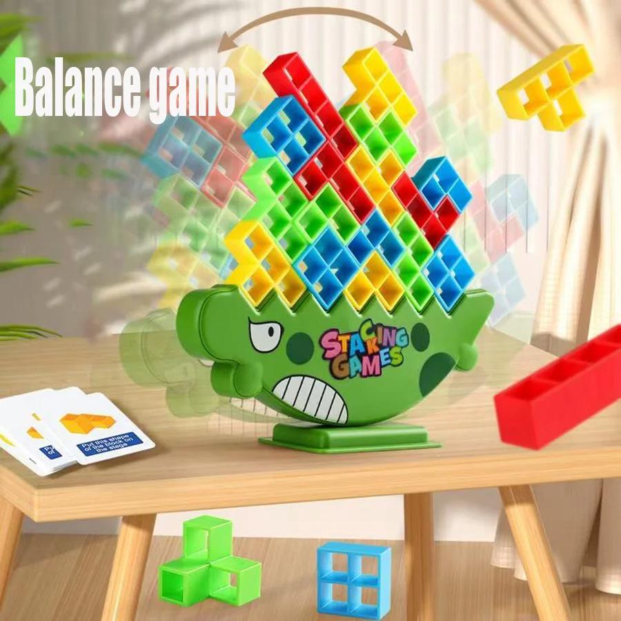 Building Block Brick Toy Balance Stacked Tetra Tower Game; Swing High Russian%^% Building Blocks* Kid Desktop Party Toys..