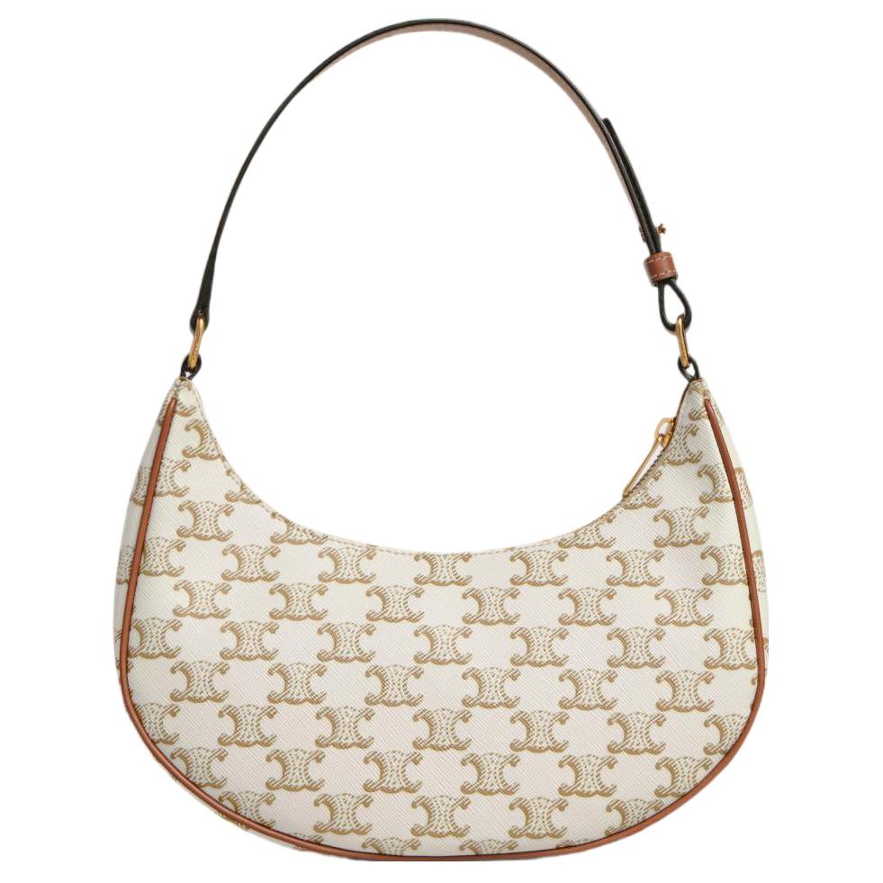 Celine Ava Classic Monogram Print Adjustable Shoulder Strap Leather Underarm Shoulder Bag Women Shoulder Bag Candy-Color White 193952BZJ-01BC