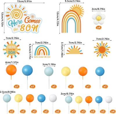 Here Comes the Sun Kuchenstecker Bunte Kugelförmige Kuchendekoration Perlenkugeln Cupcake Kuchen Einstecker Topper für Geburtstagsfeier Hochzeit
