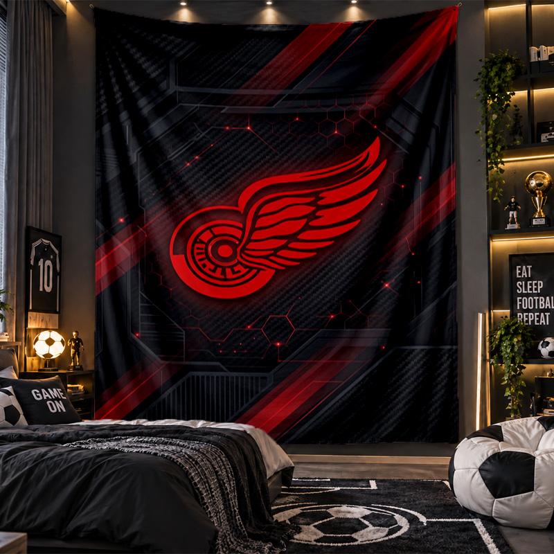 Wall Hanging Tapestry Detroit Red Wings Print Cloth for Living Room Bedroom Home Decor