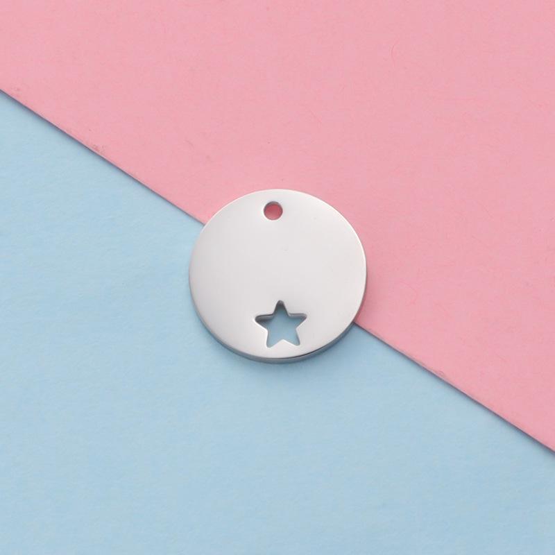 

Зеркальный титановый стальной круглый кулон с гравированными звездами пентаграммы - аксессуар для изготовления украшений своими руками 20mm