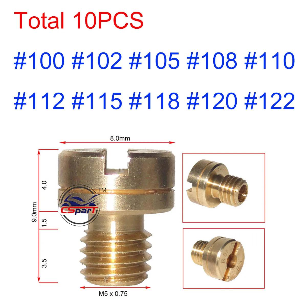 

10pcs a set Motorcycle Carburetor Main Slow Pilot Jets for Mikuni NSR KSR Carb Set Injector Nozzle 100-122