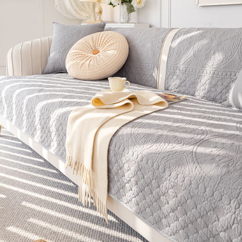 

Embroidered Cotton Sofa Cushion All Year Round Neutral Non-Slip Fabric Cushion French Retro Pure Cotton Sofa Cover Backrest Towel YZ Flower Seeking-Grey 45*45cm pillow case