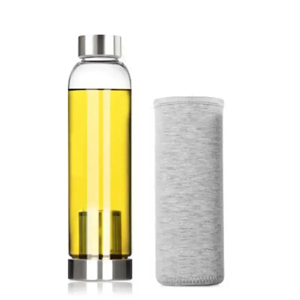 550ml Sports Glass Water Bottle Portable Bicycle Transparent Office Bottle High Temperature Resistant Water Bottle Drinkware