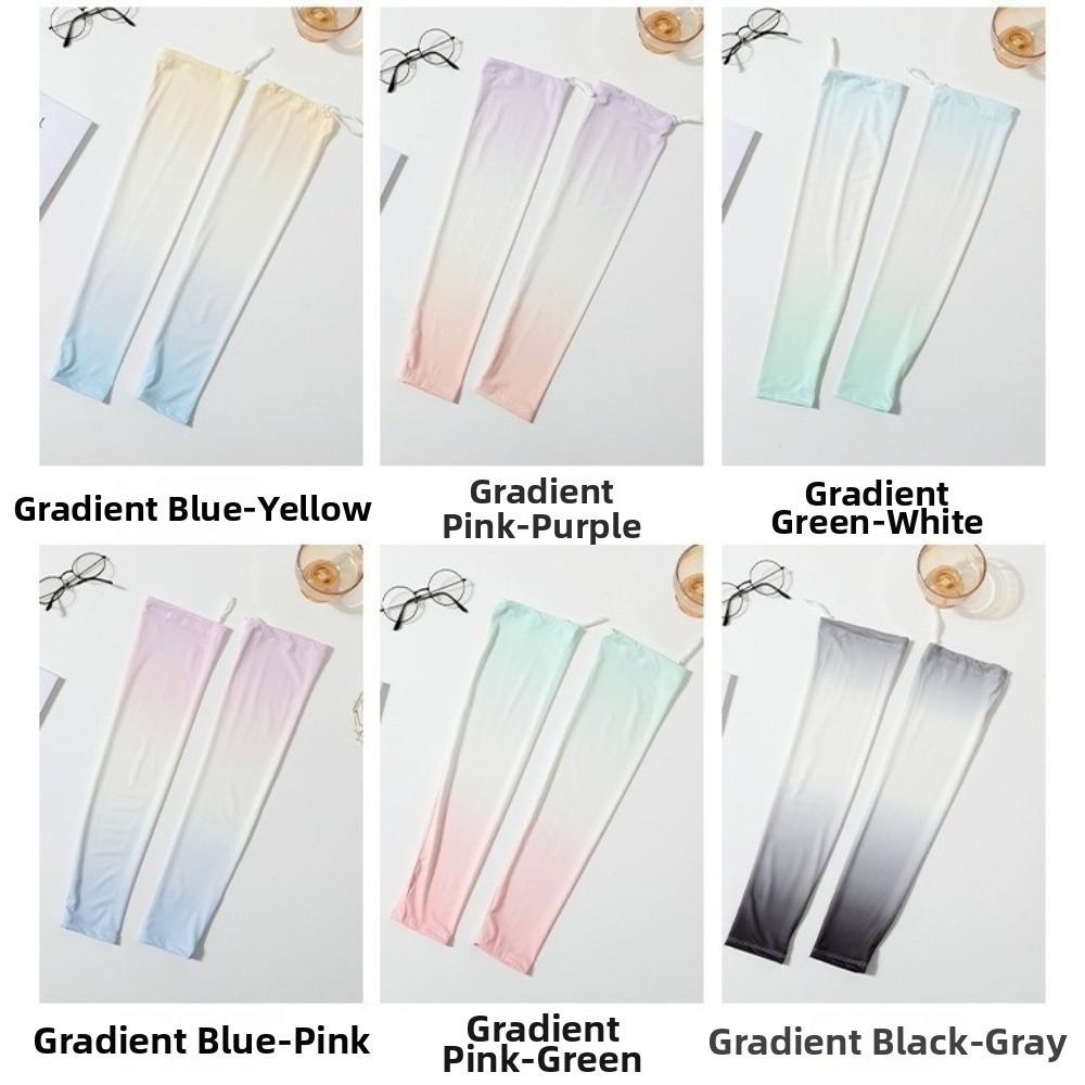 Pulling Rope Ice Silk Arm Sleeves Gradient Color Cycling Arm Cover Sunscreen Arm Sleeves  Ladies