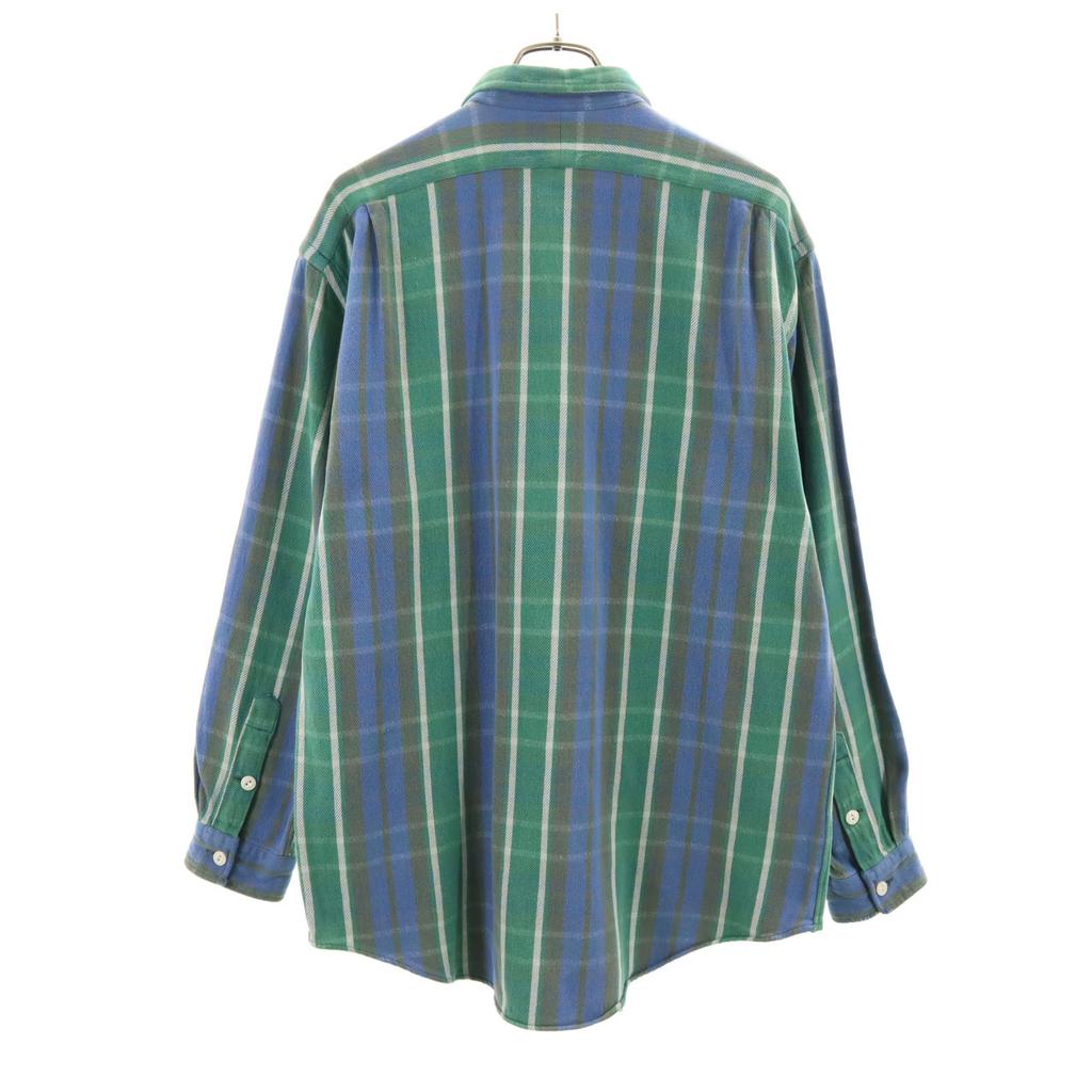 RRL 90s Initial tag Red 3 stars Old Check Pattern Long sleeve Twill Work shirt Men's Used