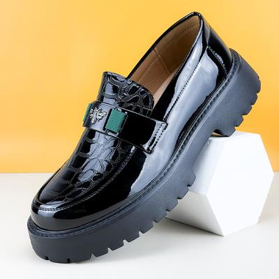 2025 Herren Schuhe mit runder Zehenpartie, dicker Sohle, Leder, Loafer, rutschfest, bequem, modisch, Business, Büro, formelle Kleidung
