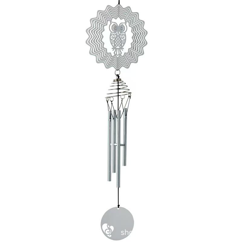 Stainless Steel Mandala Rotating Wind Chime: Decorative European & American Hanging Ornament