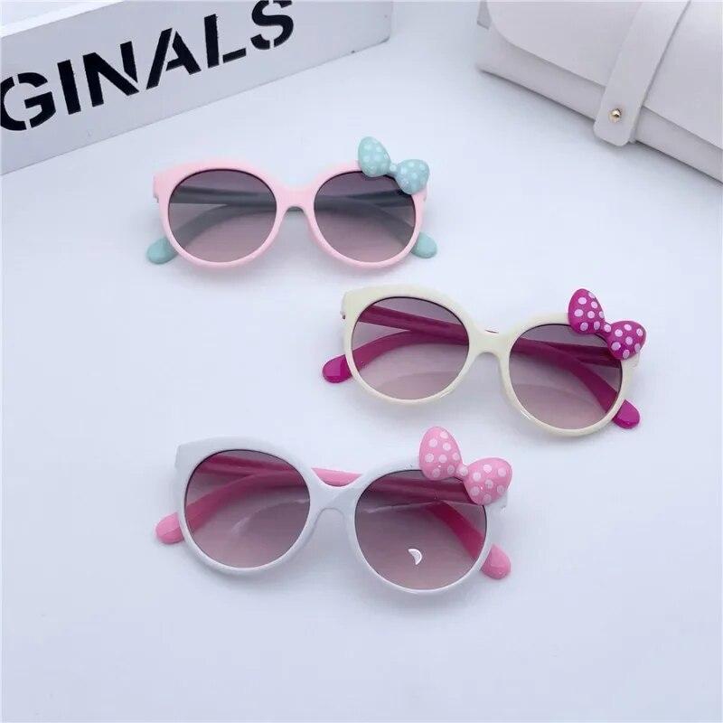 Sunglasses Girls Boys Shiny Bowknot Sun Glasses Lovely Cat Children Eyewear Fashion Gradient Eyeglasses UV400
