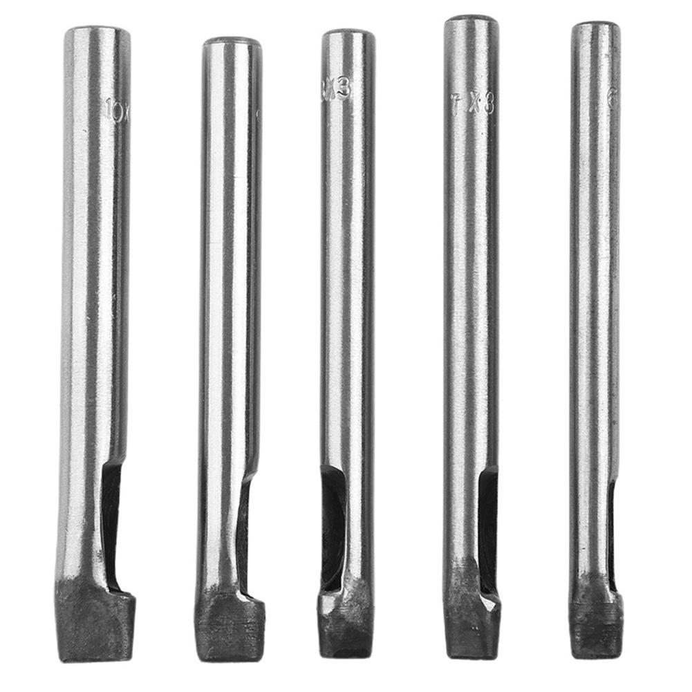 5pcs/set Hollow Punches DIY Tool Hole Punch Hollow Punch Leather Oval Shape Silver Steel 6-10mm Belt Watch-strap