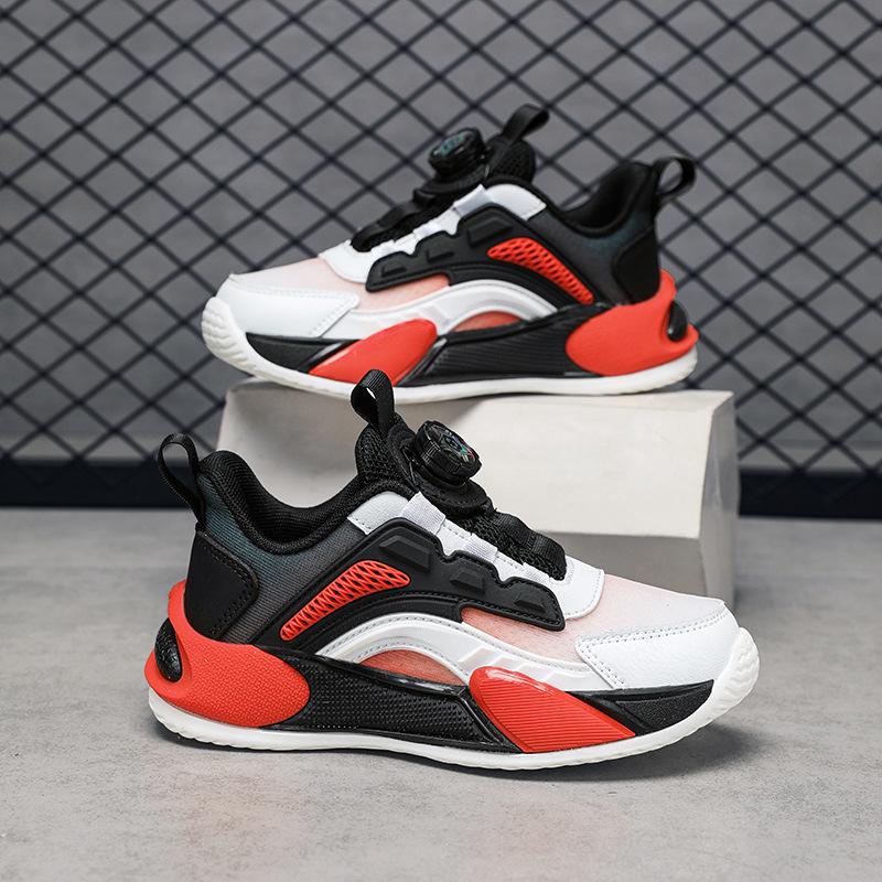 Boys shoes spring and autumn new children's mesh breathable sports shoes girls middle school and older children rotating buckle non-slip running shoes