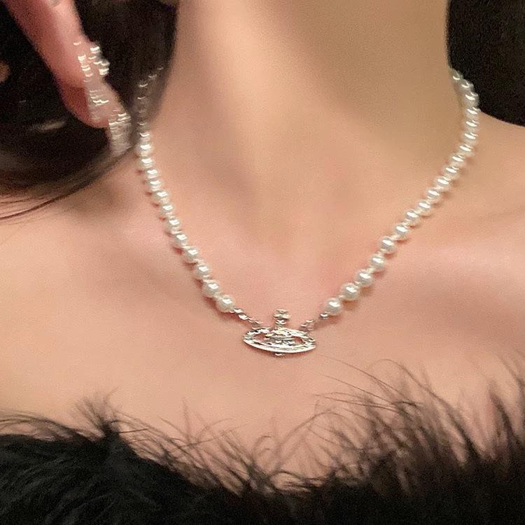 Diamant Saturn Anhänger Perlenkette - Herbst/Winter Luxus Schlüsselbein Kette: Exquisite, vielseitige Accessoires.