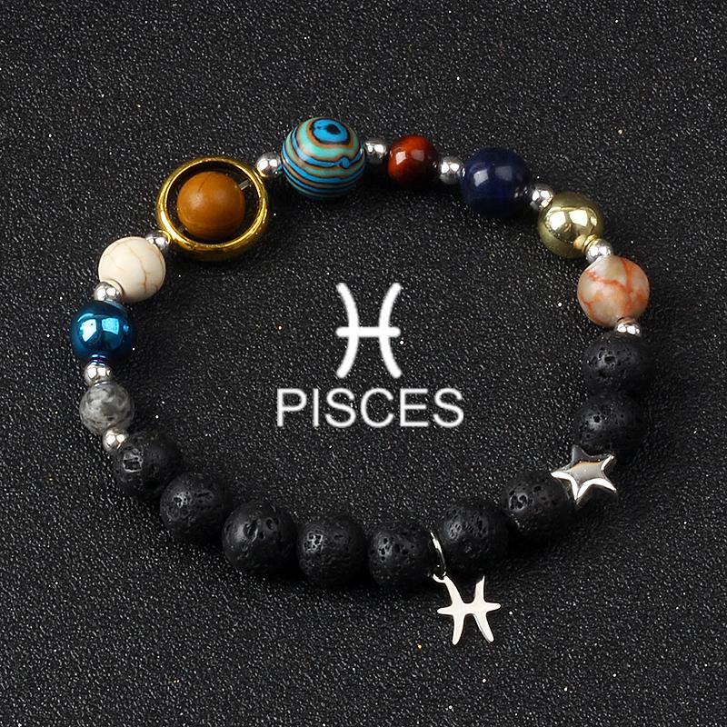 Solar System Galaxy Planets Bracelets for Women Women Zodiac Virgo Cancer Leo Libra 12 Constellation Charm Bracelet Jewelry Gift