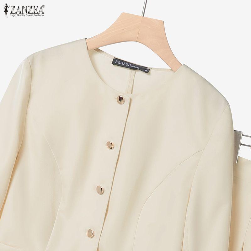 ZANZEA Women Long Sleeve Blouse and Skirts Casual Two Piece Suit Sets