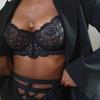 Women's Fashion Sexy Lace Two-Piece Suit Solid Color Wireless Bra Sexy Underwear Panties