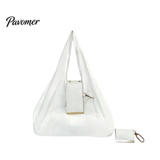 Foldable Travel Organizer Shoulder Bag for Women, Durable PU And Nylon Large Capacity Tote Handbag Bag, Lightweight Portable Shopping Daily Commuting