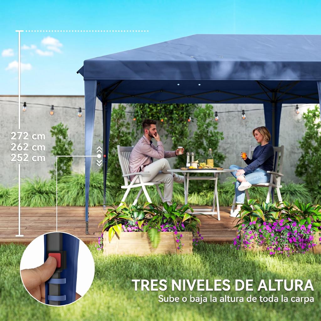 Foldable Marquee 6x3 m Pop-up with 4 Removable Sides Garden Gazebo with 2 Windows and Transport Bag Blue