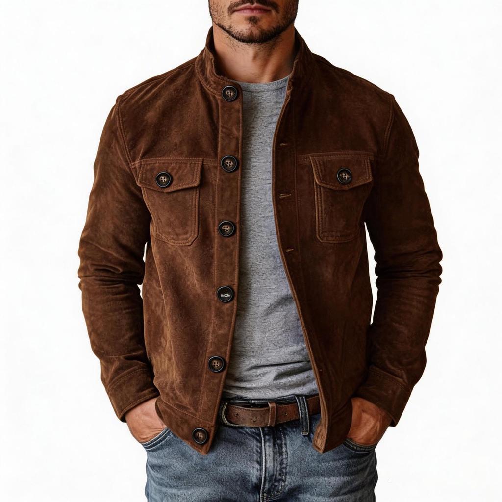 Herren Jacke Freizeit Faux Suede Samt Europäischer & Amerikanischer Stil