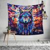 VIKAMA Traum Himmel Wolfskopf Traumfänger Wandteppich Kunst Dekoration für Wohnzimmer Sofa Akzentwand Zimmer Ferienwohnung Dekor