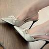 Bow Sexy High Heels Sandals Women Pointed Toe Heeled Shoes 2025 New Summer Dress Slippers Woman Pumps Sandalias Mujer