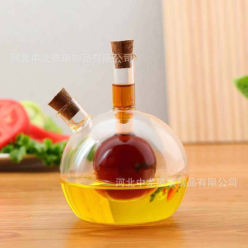 Double Glass Pot Kitchen Supplies Seasoning Bottle Soy Sauce Bottle Vinegar Bottle Glass Oil Vinegar Pot Kitchen Accessories