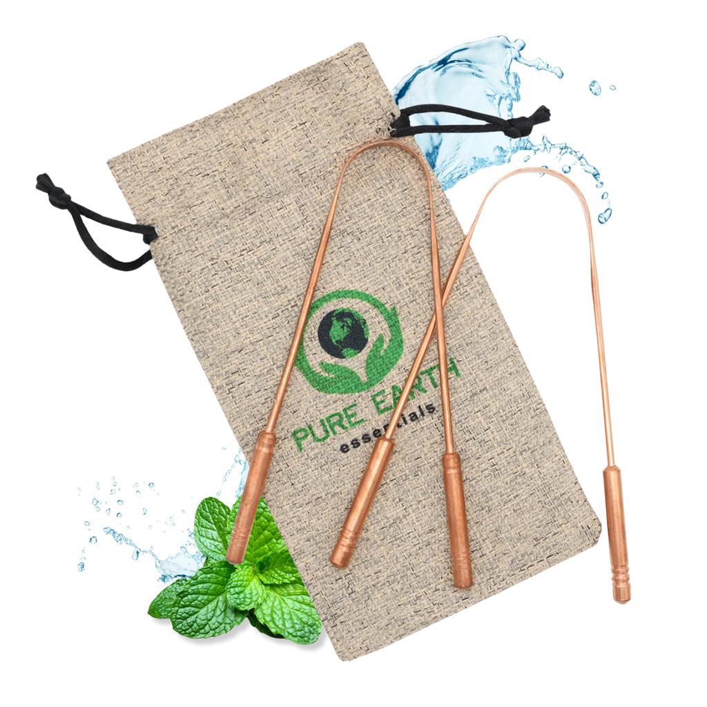 PURE EARTH essentials Copper Tongue Scraper for Adults - Oral Care Natural Tongue Cleaner - Copper Tongue Scraper Ayurveda with Case (2pcspack) Copper