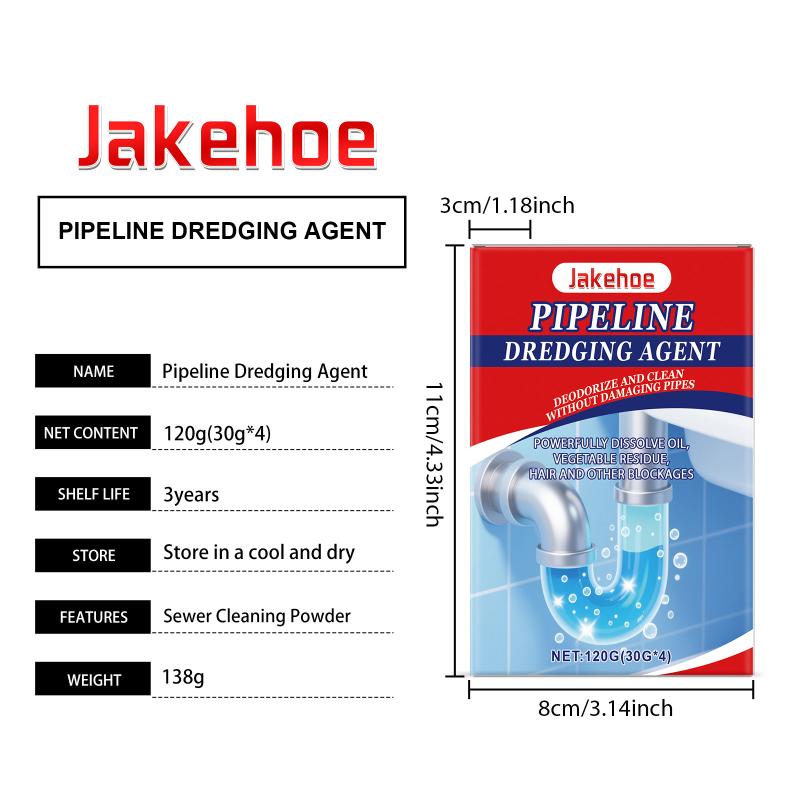 Jakehoe Drain Unclogger Powder Kitchen Bathroom Floor Drain Odor Remover Clog Dissolve Household Cleanser