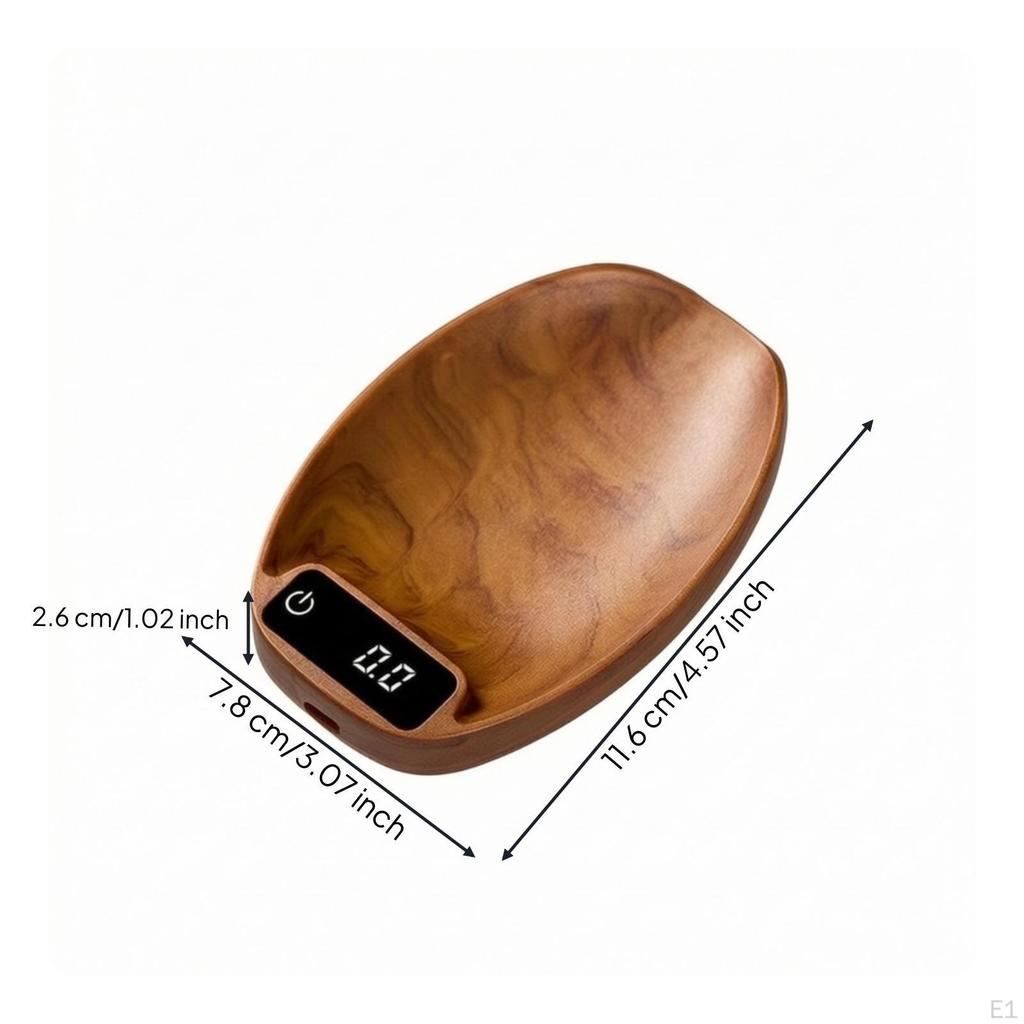 Wood-Grain Tea Scale with Scoop Oval Touch-Control Electronic Weighing