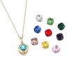 Birthstone Pendant Necklace Replaceable Zircon Neckchain for Women Girls Vintage Collarbone Chain Stylish Accessories