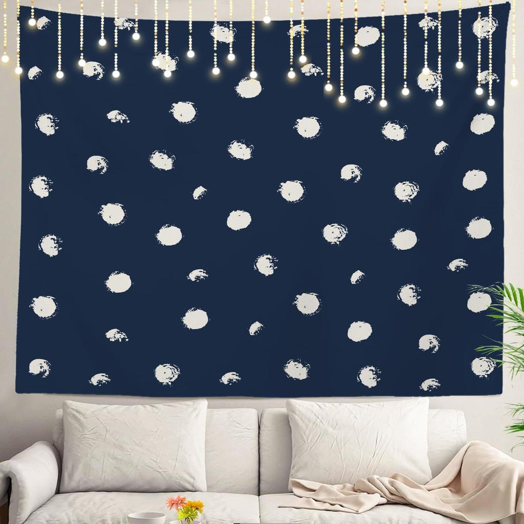 Blue Abstract Stripes Wall Tapestry,Modern Wall Hanging Large Tapestry Decoration Polyester Fiber White Hem Around for Dorm Room