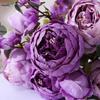 Faux Peony Bouquet 13 Heads Flowers Bud Vintage Artificial Peony 47cm Silk Flowers for Wedding Home Decoration,1pc