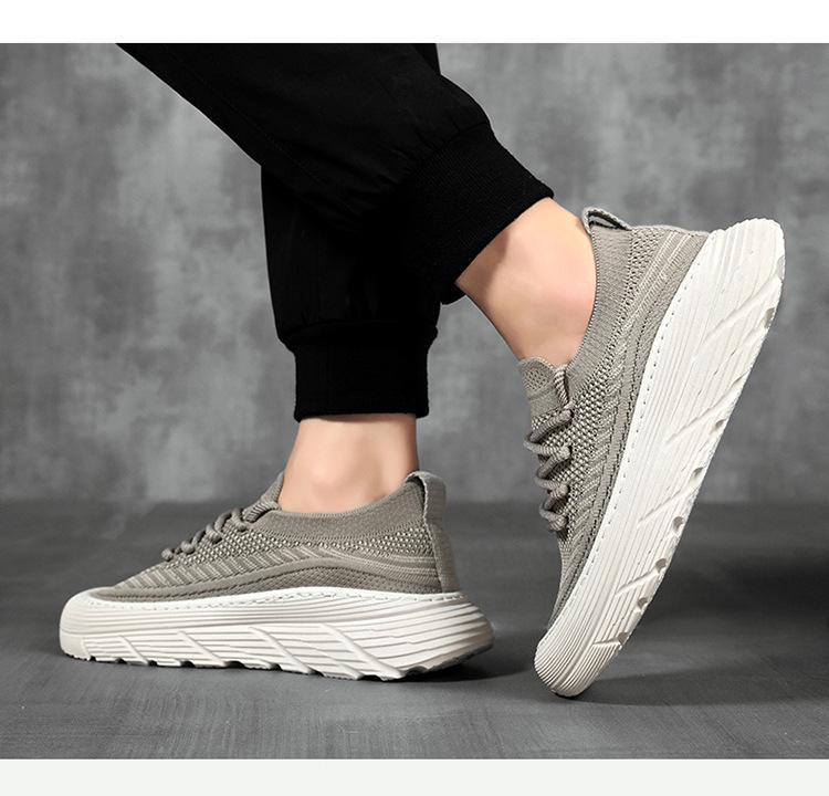Letnie męskie oddychające sneakersy z siateczki – wszechstronne buty casualowe do biegania na grubej podeszwie w stylu koreańskim