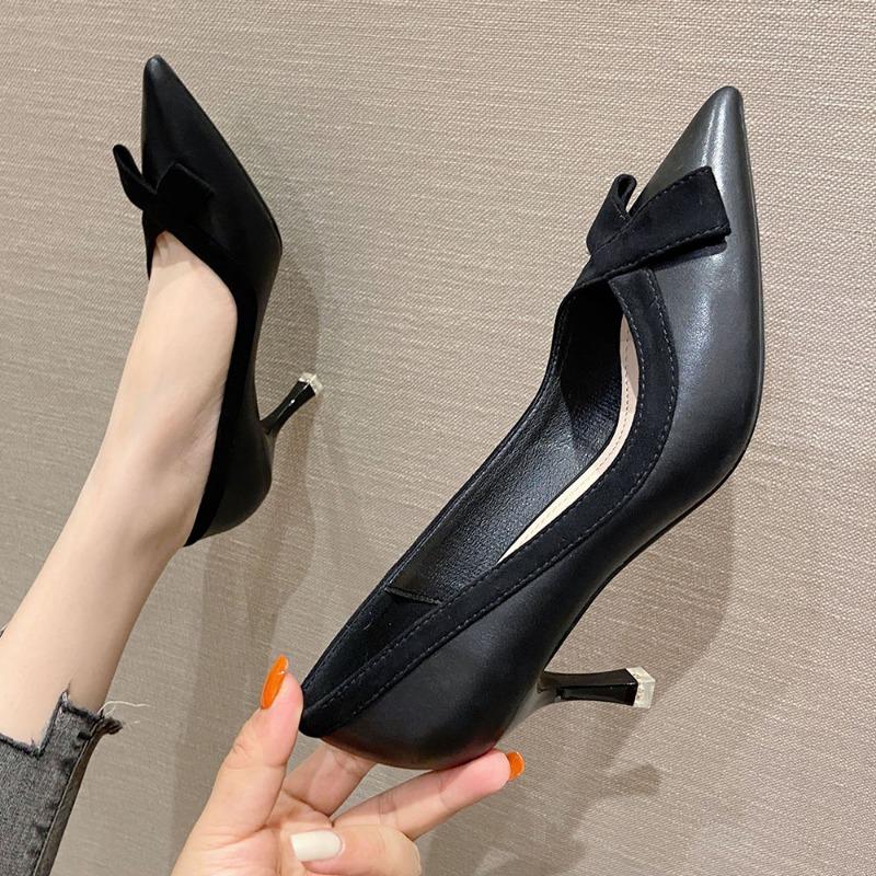 

8-Bow high heels single shoes women s design stiletto women s shoes super high heels 34 чёрный