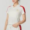Puma Polo Shirt With Embroidered Brand Logo Color Block Striped Letter Print Pattern Women Tops White 629235-65