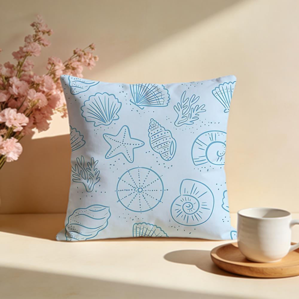 Oceanic Seashell Pattern Cushion Cover Soft Pillow Cases for Home Bedroom Living Room Sofa