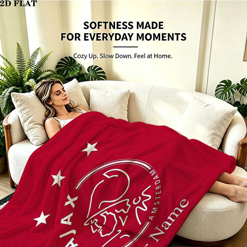 1PC AFC Ajax Custom Name Patterned Flannel Blanket Suitable For All Seasons for Home Decor Warmth and Comfort Gifts Holiday Present