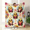 Cute Bees with Hearts and Flowers print blanket soft and cozy perfect for the living room bed sofa or a nap,gift