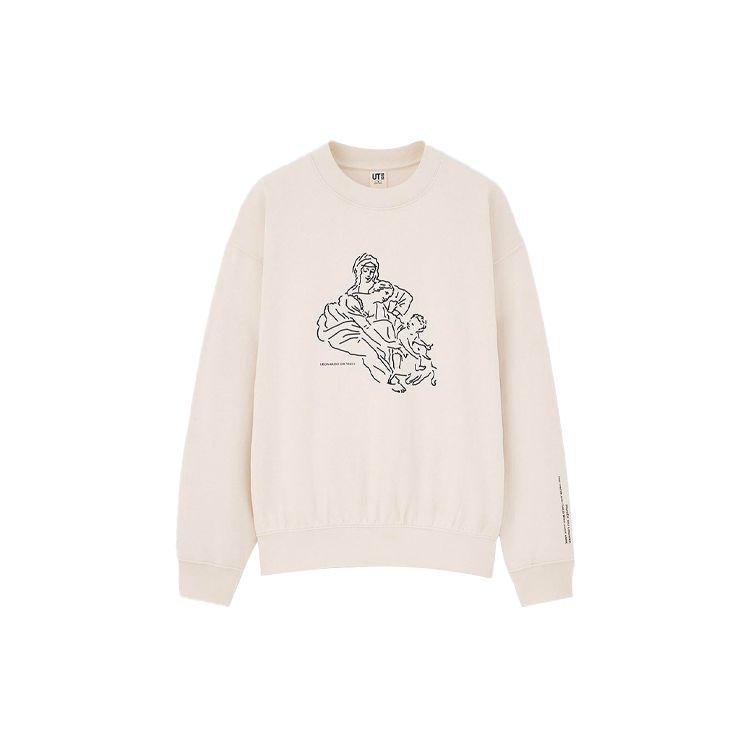 Uniqlo X Louvre Museum Long Sleeve Crew Neck Loose Regular Sweatshirt Women sweatshirt Light-Beige 435837-30