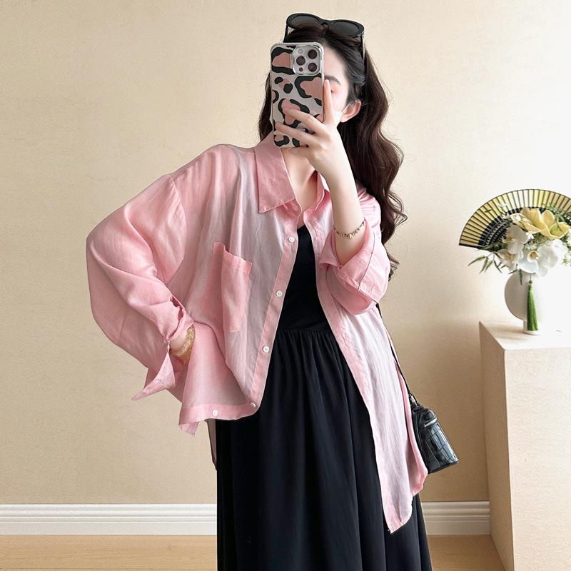 2026 Spring/Summer Knitted Maternity Vest Dress & Tencel Long-Sleeve Shirt Set M