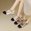 Augustine Mary Jane Women's Shoes 2025 New Summer Thick Heel with Skirt French Fairy Style High Heel Small Leather Shoes