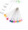 100Pcs/Box 38cm Colorful Round Pearl Head Needles Stitch Straight Push Sewing Pins For Dressmaking DIY Sewing Tools Positioning