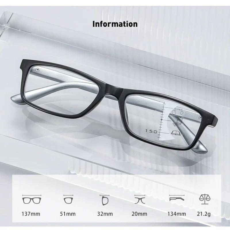 Mens Square Frame Progressive Multifocal Presbyopia Glasses Anti Blue Light Reading Glasses TO +4 0 Neutral Classic Fashion