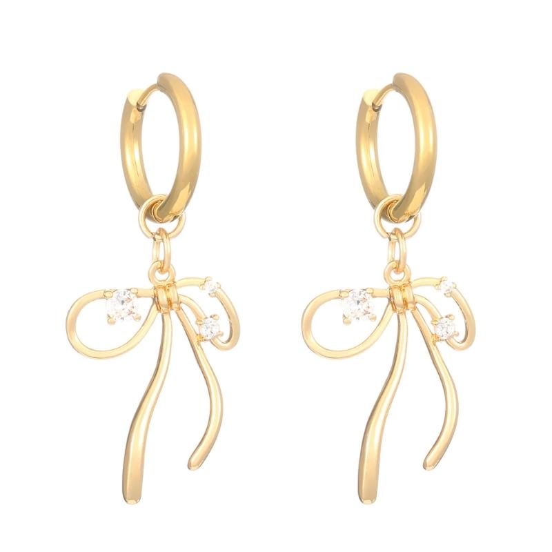 Элегантные серьги-бантики Банты Стразы Серьги-кольца Длинные серьги Серьги-подвески Женские украшения Подарок Рождество 1