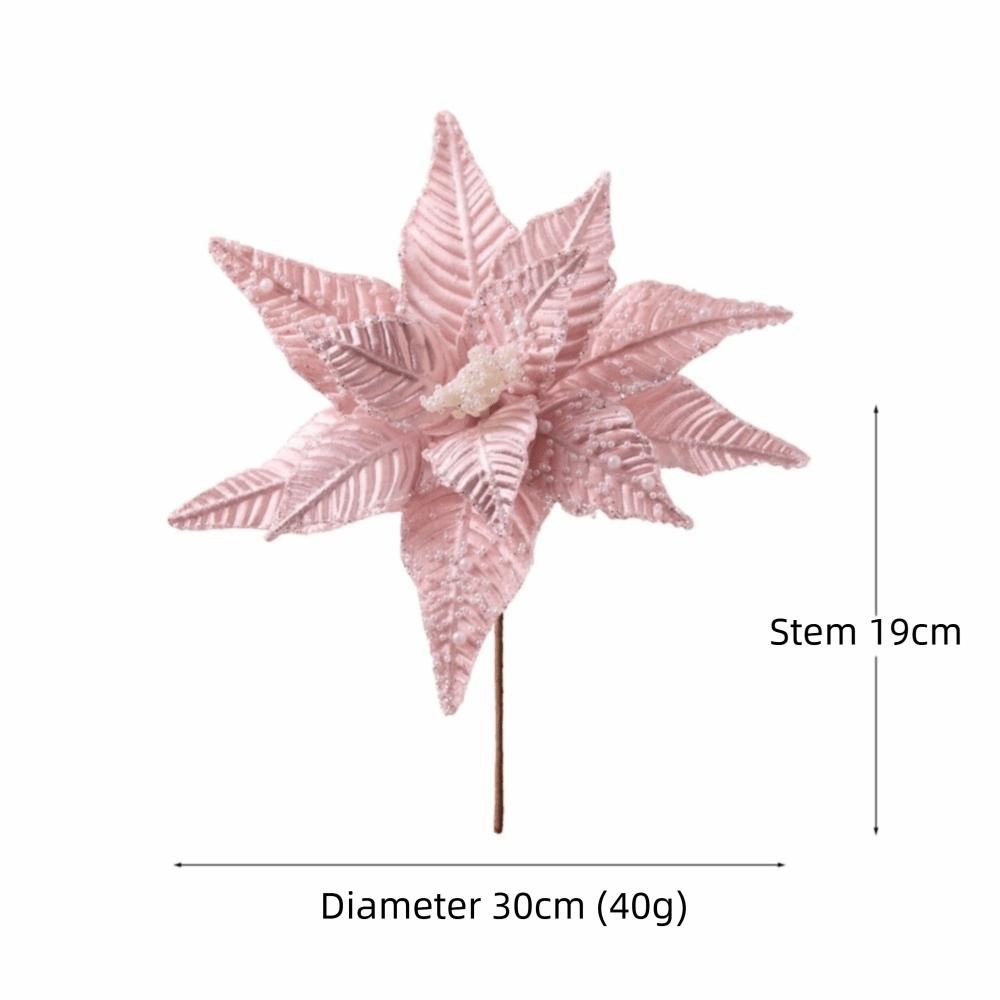 New 30CM Artificial Poinsettia Flower Simulated Pearl Pink White Christmas Flower DIY Christmas Flower Christmas Tree Accessory
