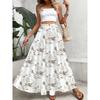 Women's Floral Print A-Line Midi Skirt for Summer Vacation Elegant High Waist Flowy Pleated Skirt Casual Office Wear Spring