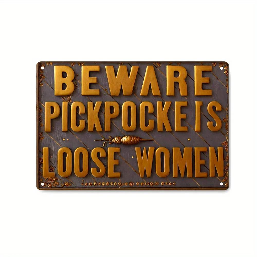 Exclusive Vintage 3D “Beware” Metal Sign - Premium Quality Metal with Eye - Catching 3D Design, Ideal Wall