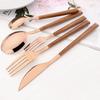 5-teiliges Besteckset mit Holzgriff Edelstahl-Tafelgeschirr Steakmesser Gabel Dessertlöffel Besteck Westliche Küche Flachbesteck