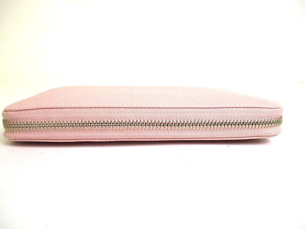 Authentic BVLGARI Light Pink Leather Round Zip Long Wallet Purse #b128  Open box