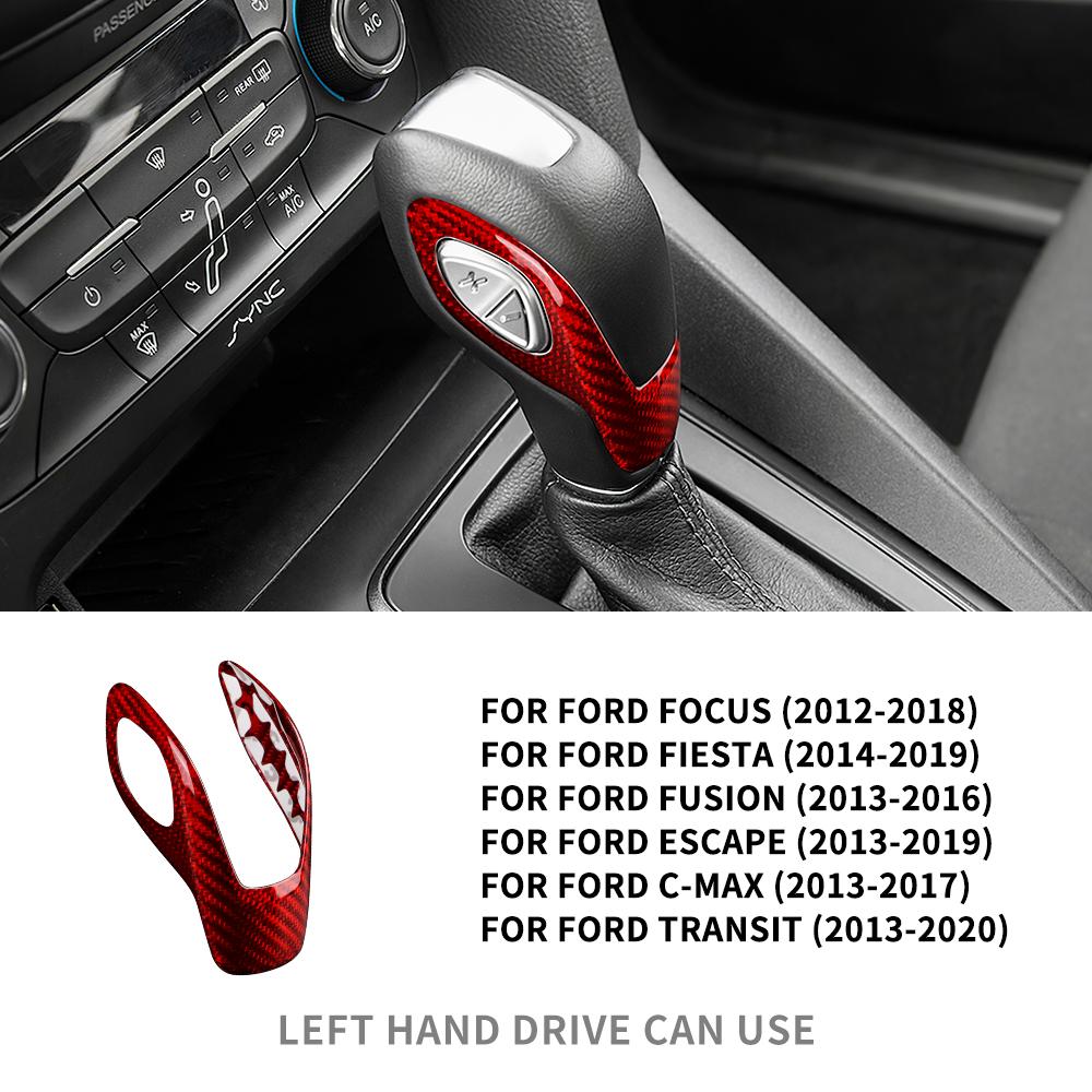 Real Hard Carbon Fiber For Ford Focus 2012-2018 For Fiesta Escape Transit 14-19 Fusion C-Max 2013-2016 LHD Car Gear Knob Cover
