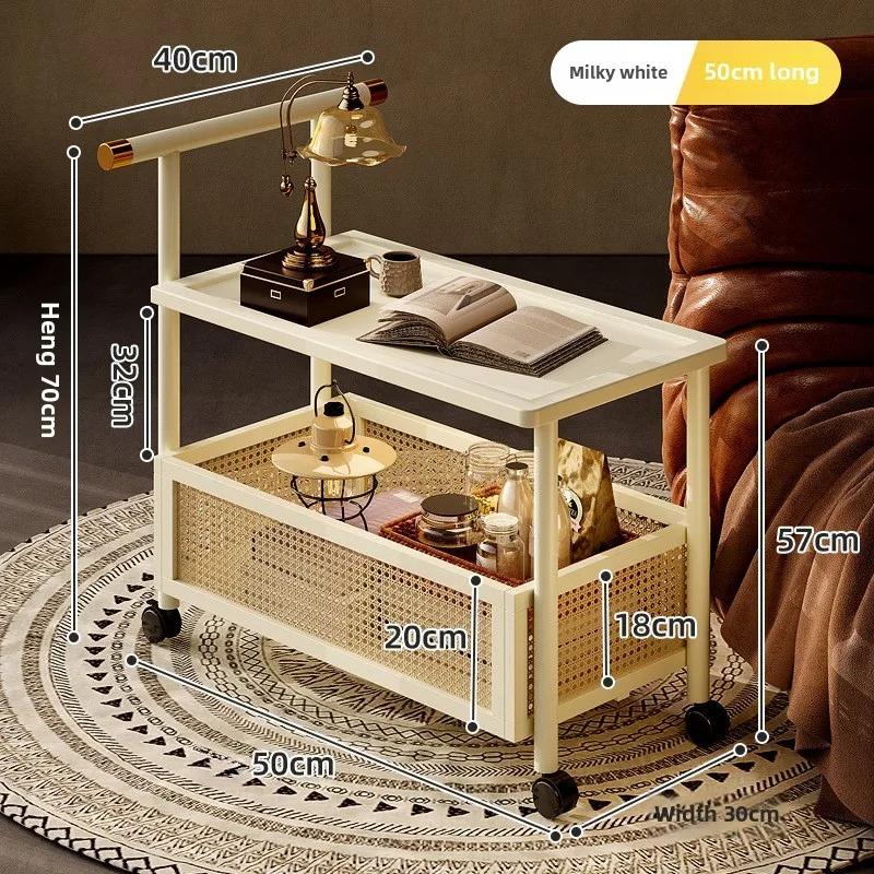 Sofa Side Table, Antique Style Tea Table, Mobile Tea Table, Small Push Table, Solid Wood Tea Cart